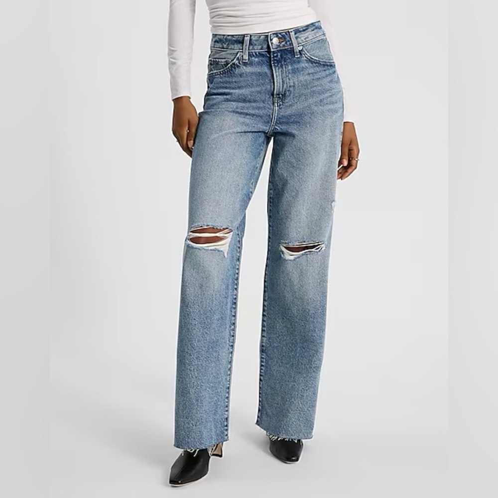 Express Modern Straight Leg Super High-Rise Jeans